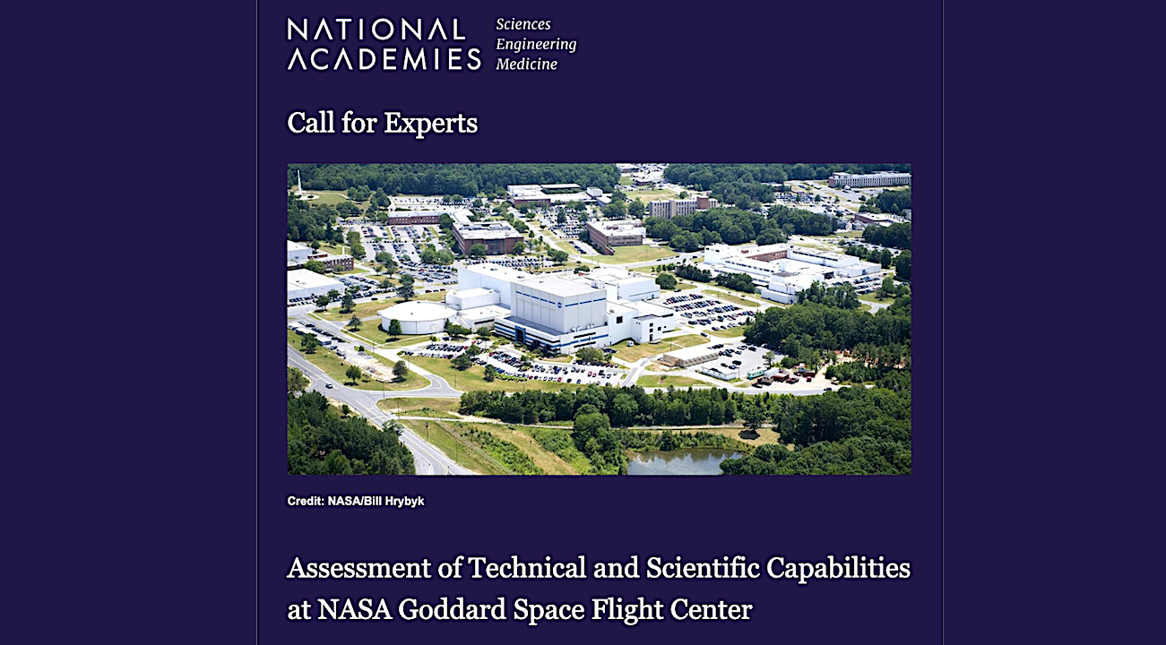 Experts Needed To Confirm/Affirm NASA Goddard Expertise