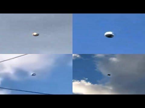 Metallic alien observation sphere over music festival filmed from four different angles and sources