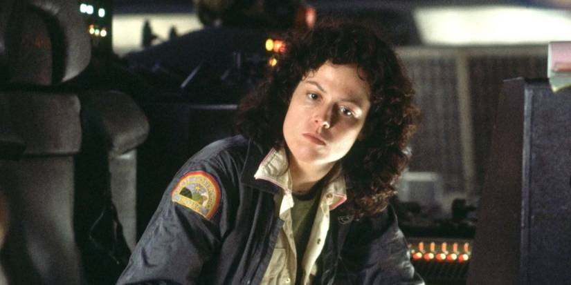 Sigourney Weaver as Lieut. Ellen Ripley aboard a spacecraft in the science-fiction–horror film Alien.