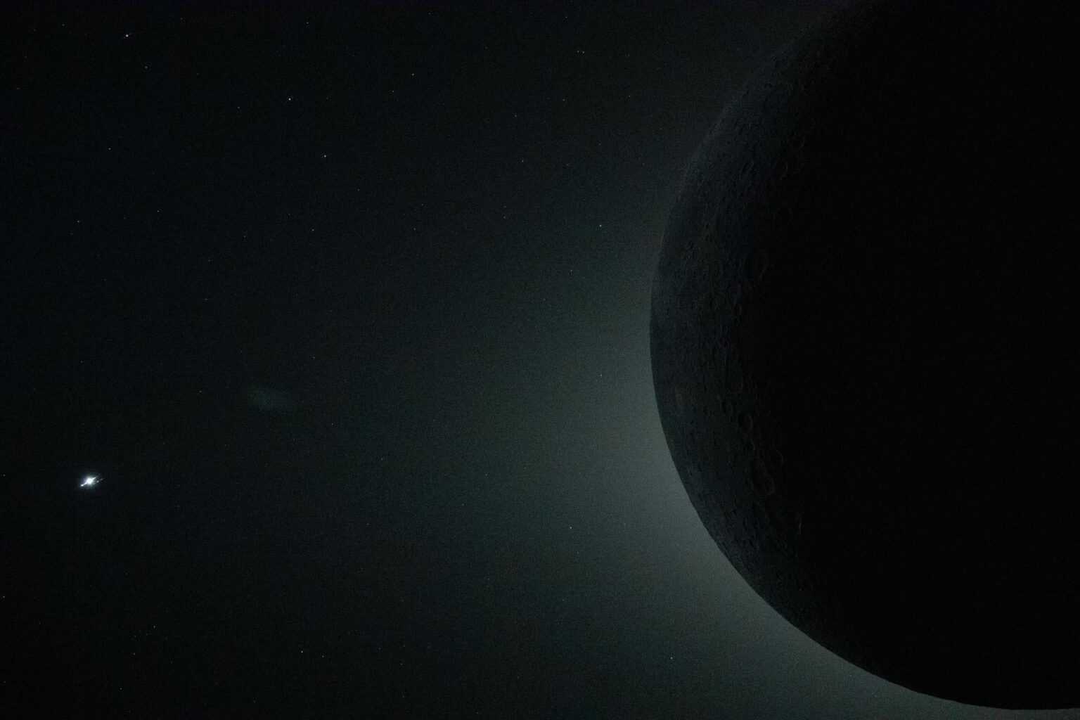 Solar eclipse during lunar flyby