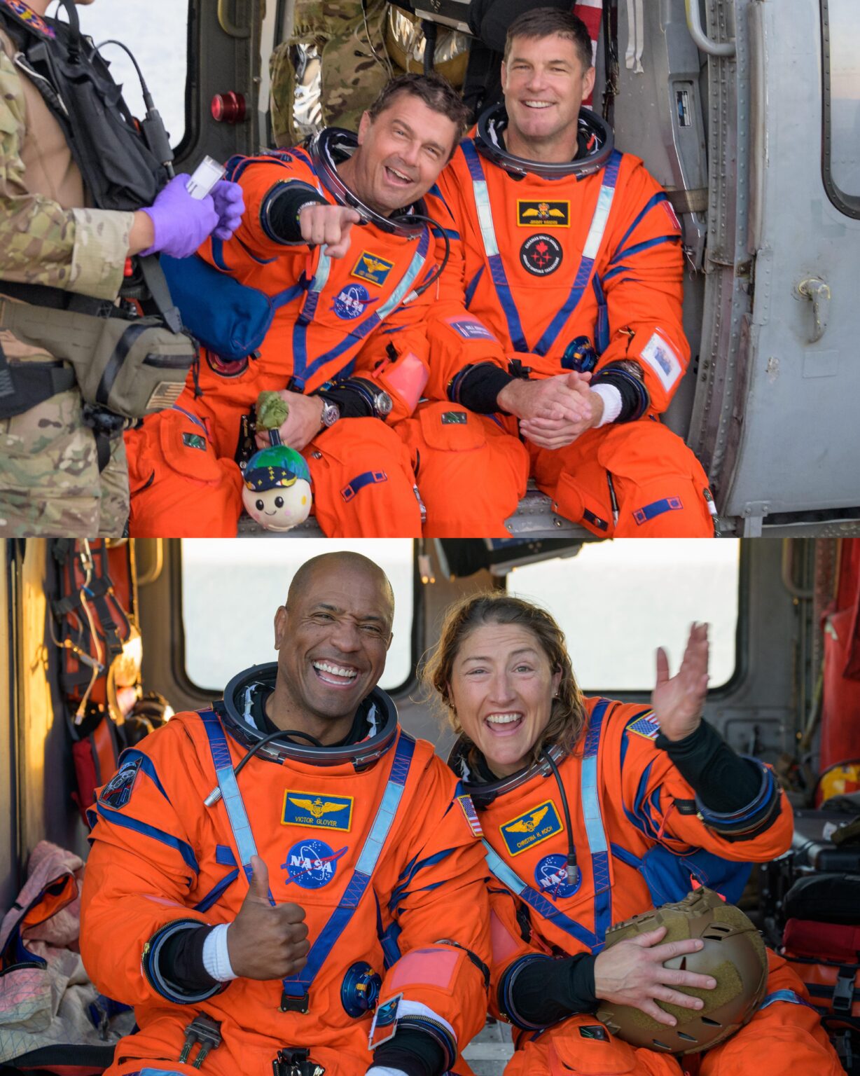 Reid (with Rise), Jeremy, Victor and Christina were all smiles upon returning to Earth.