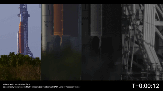 Artemis II Launch from four tracking angles