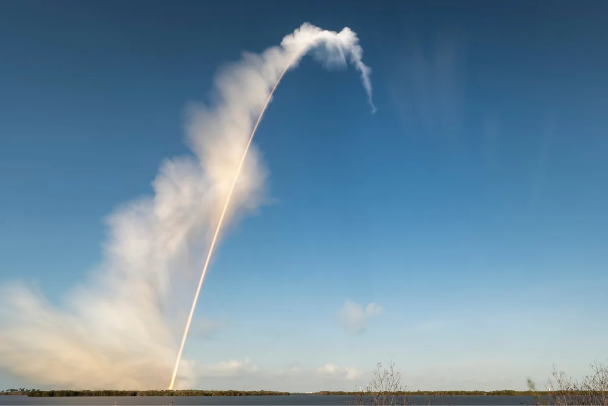 Sky over NASA's Kennedy Space Center after the Artemis 2 launch.
