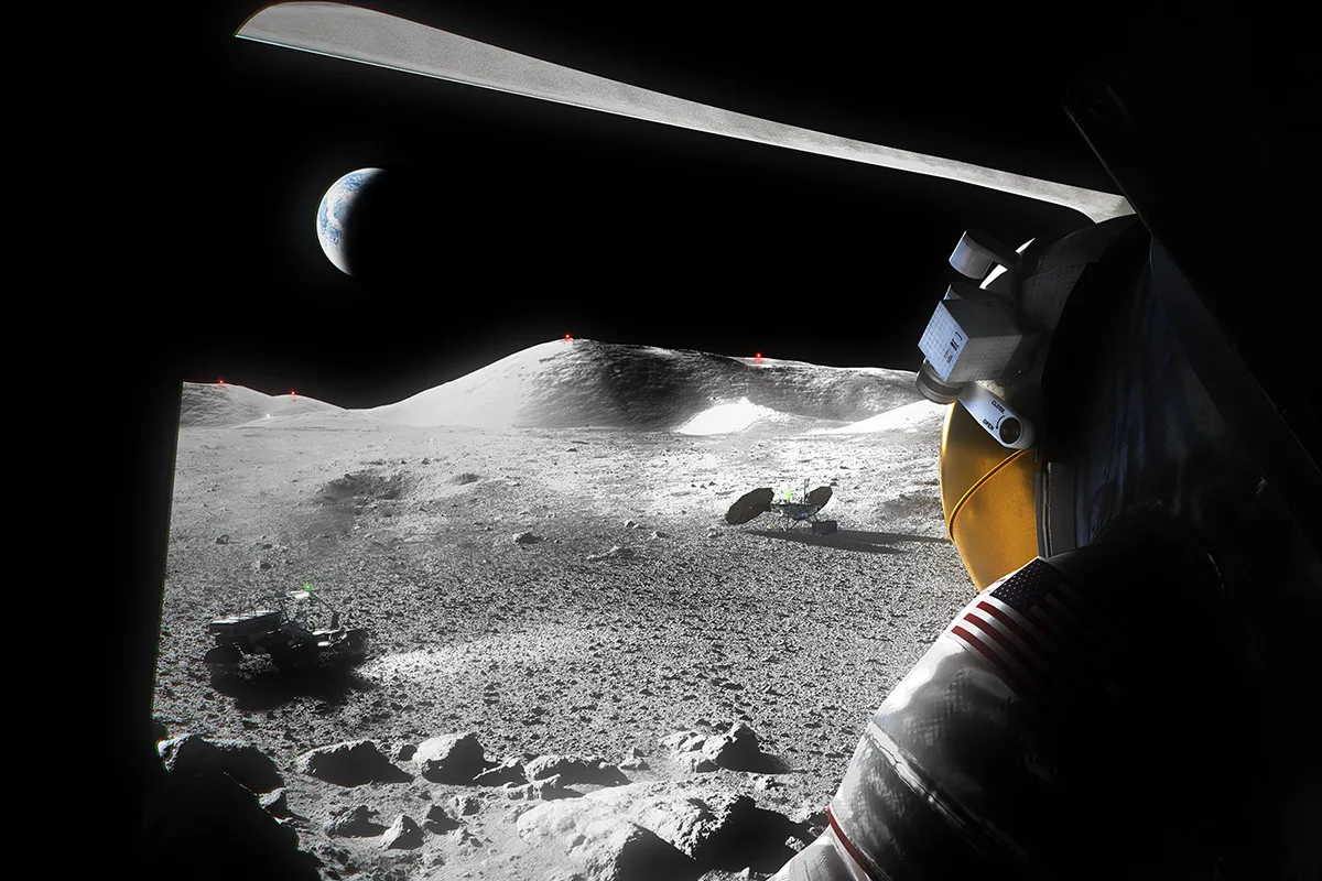 Artist's impression of a NASA Artemis astronaut on the surface of the Moon. Credit: NASA