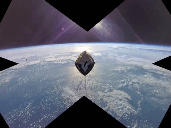 "A bit of a different take on the amazing Artemis II launch footage. Here I stitched clips from the four Solar Array Wing Cameras to make this panoramic video. This is during the later part of the Core Stage burn until MECO and stage separation, sped up to 10x." By Simeon Schmauß