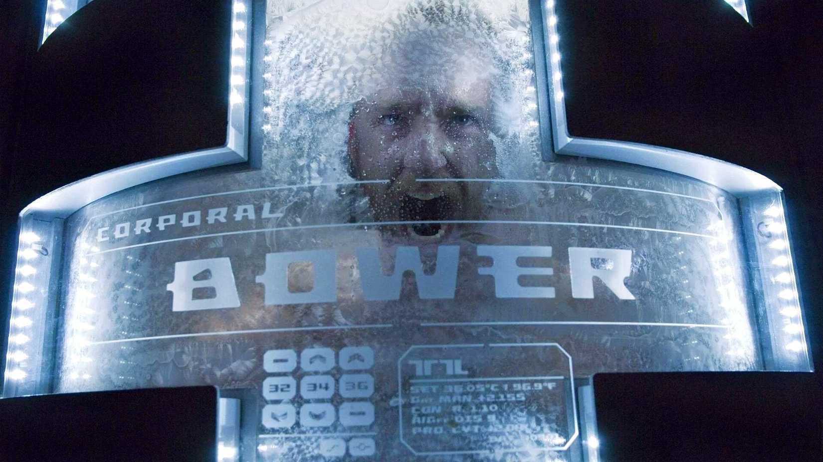 Ben Foster as Bower screaming in a cryo pod in Pandorum
