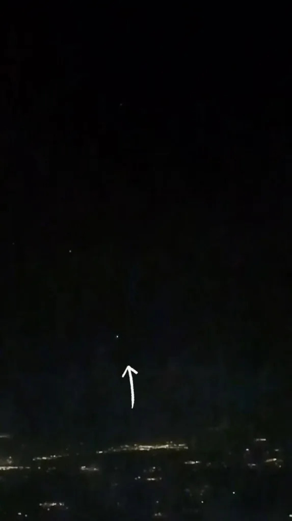 The “Space Cowboy” singer claimed she saw three orbs, one seen here, during a recent flight from Fort Worth, Texas, to Nashville, Tennessee. spaceykacey/Instagram