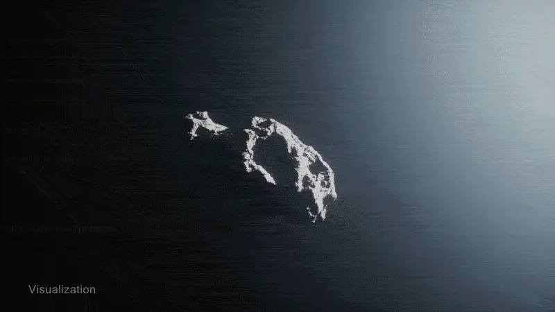 Looped animation showing the comet's spin slowing and reversing as it shoots out a massive jet of gas and dust