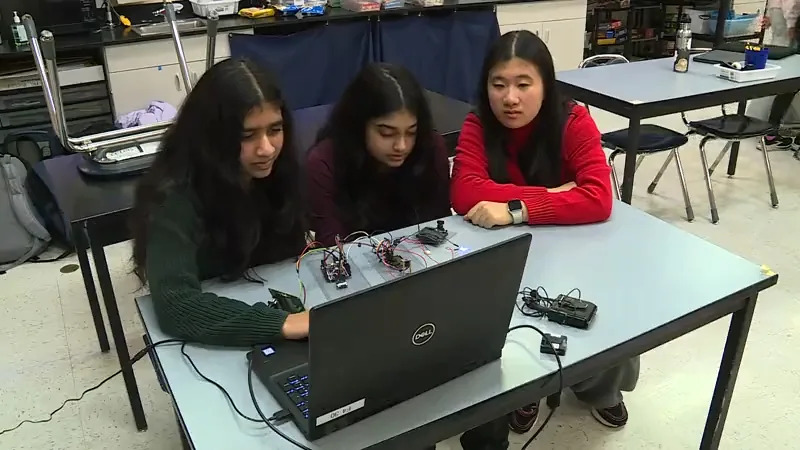 Some team members from an all-girls group of freshmen from a Beaverton high school who were selected by NASA to create an experiment to bring into space. April 24, 2026 (KOIN).