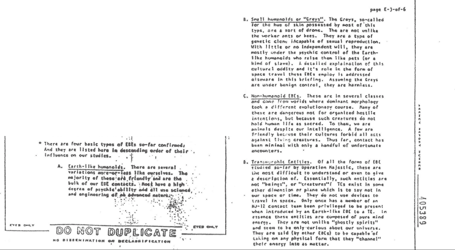 Four types of ETs visiting our planet according to allegely leaked secret Majestic 12 document