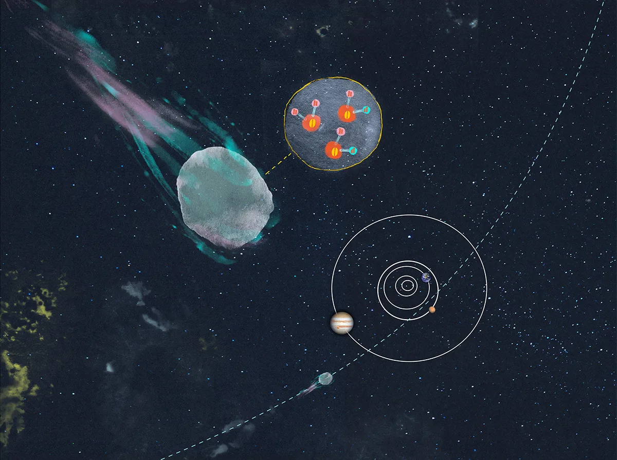 A study of comet 3I/ATLAS led by the University of Michigan shows its water has a high content of deuterium. Credit: U-M News/Hans Anderson