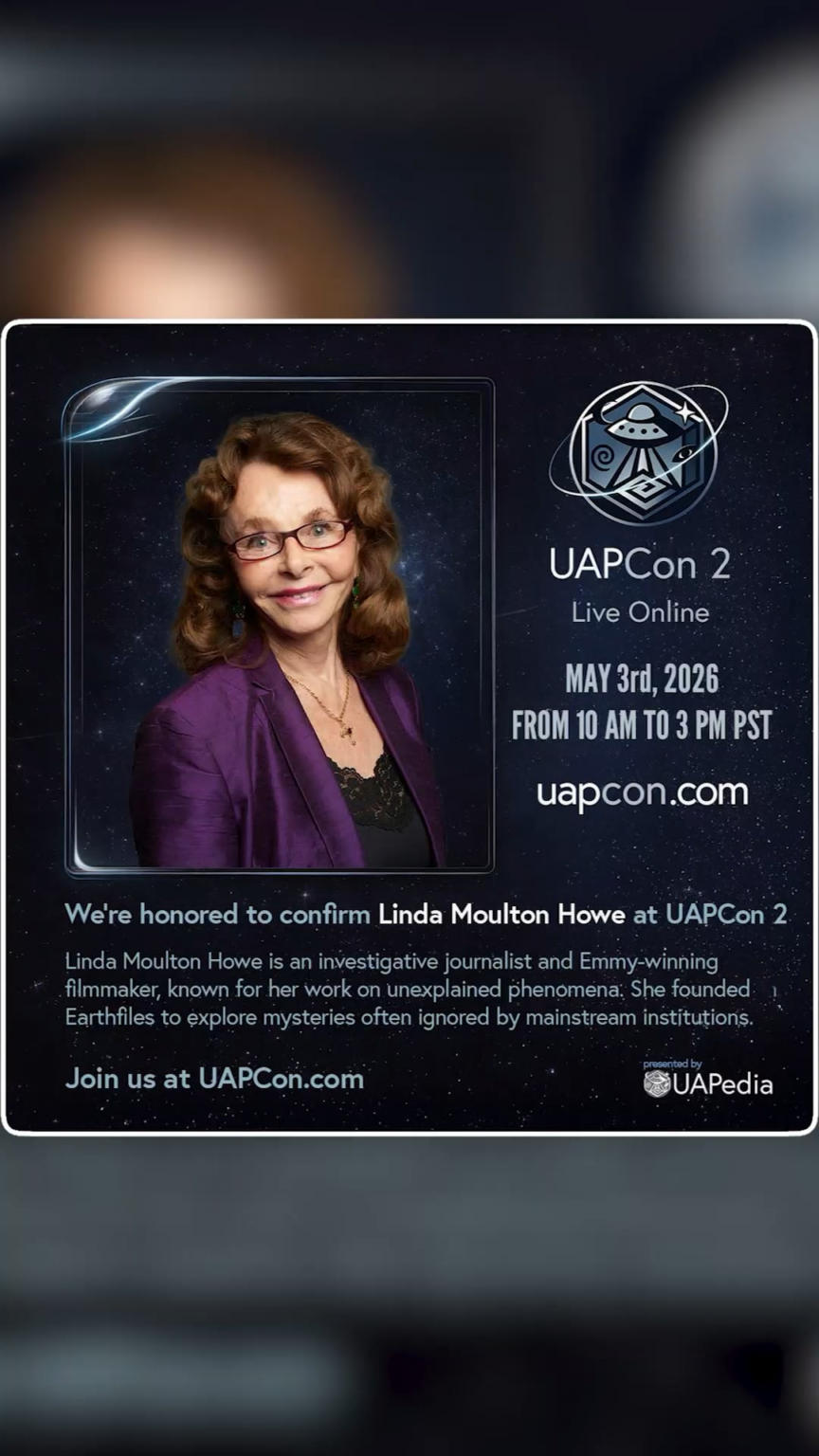 Linda Molton Howe is speaking May 3rd!