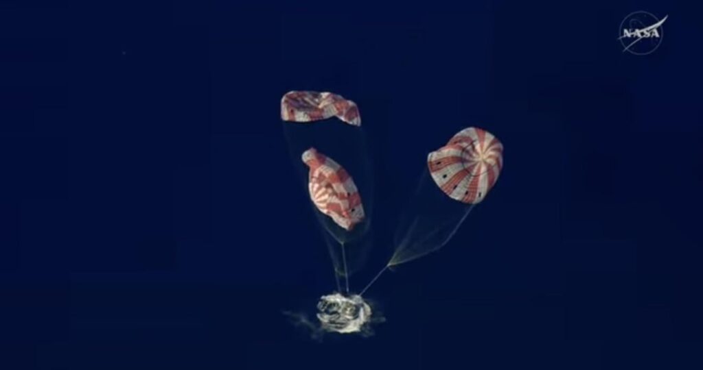 Exactly splashdown time Artemis 2 07:07:27 p.m. EDT (5:07 p.m. PDT)
