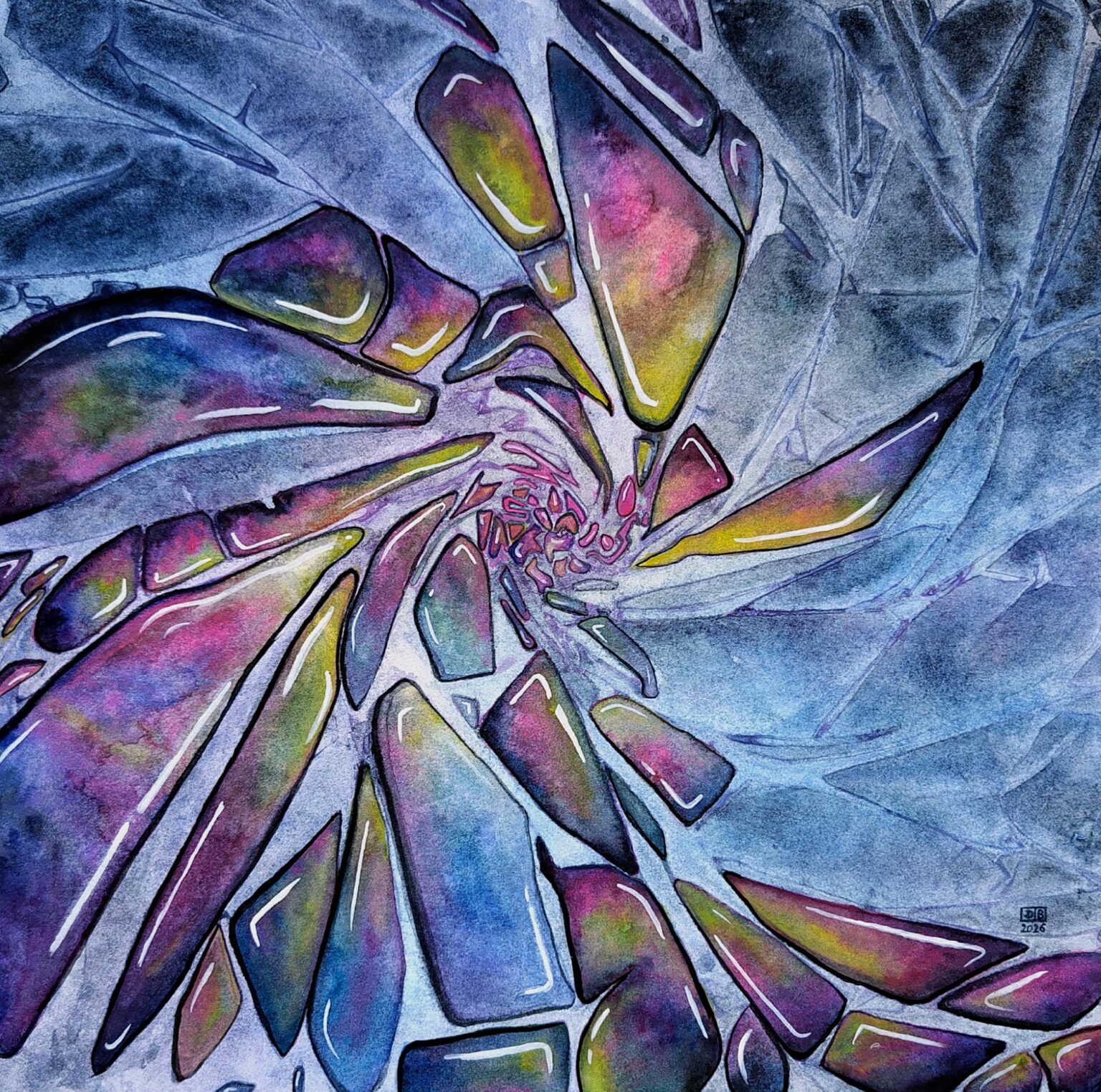 Shattered Spacetime, watercolour painting (oc)