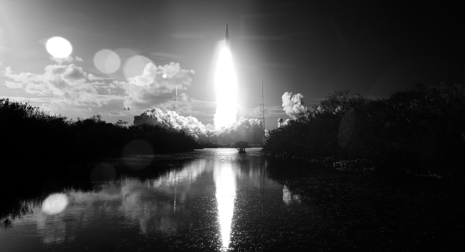 Artemis II launch in infrared. Photo by NASA/Joel Kowsky