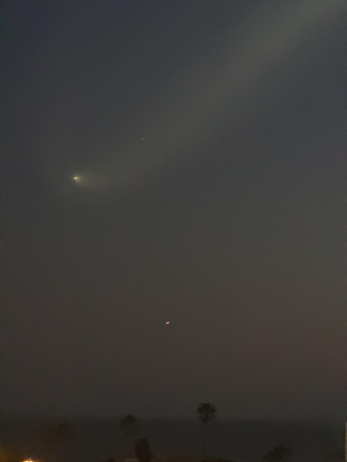 Rarely are the conditions right for us to see the booster coming back down. Tonight was a good night