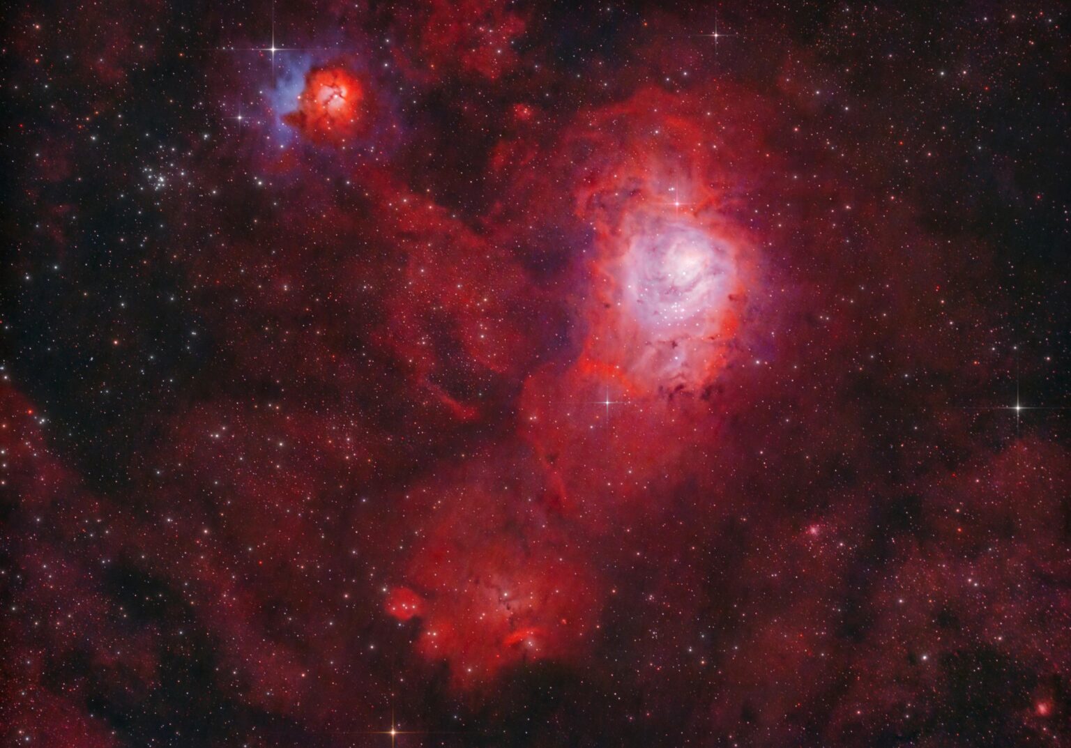 Lagoon/trifid and chinese dragon nebula