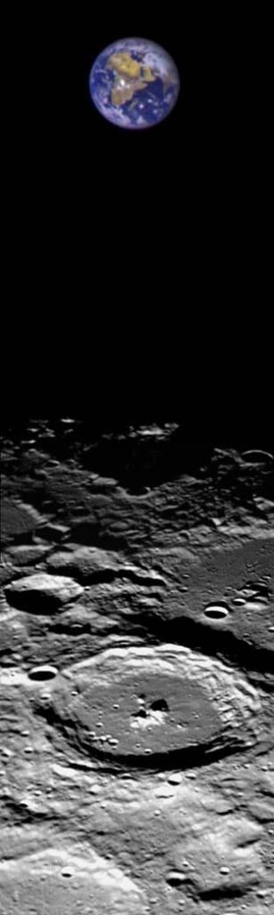 In 1994 the Clementine spacecraft captured Earthrise as it crested the northern lunar pole