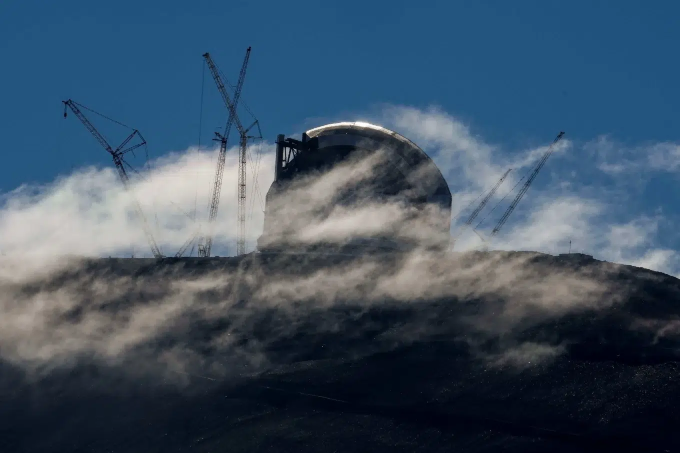 An Extremely Large Telescope is under construction by the European Southern Observatory, in the Atacama Desert, Chile, Tuesday, April 14, 2026. (AP Photo/Esteban Felix)
