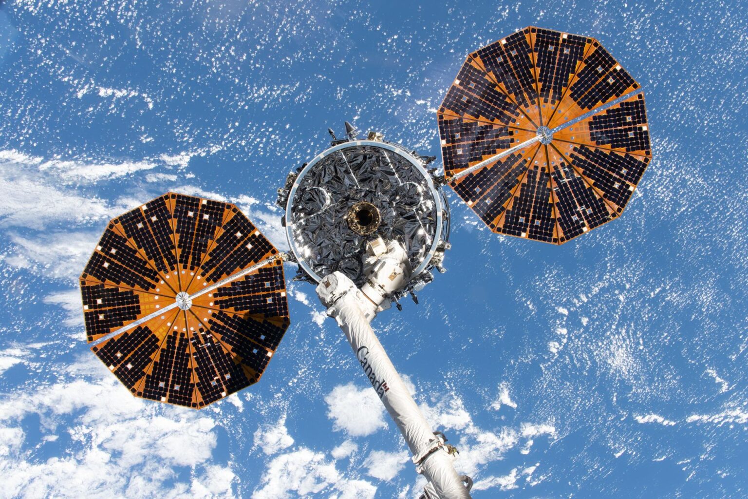 Cygnus XL Cargo Craft Solar Arrays Deploy Powering Flight to Station