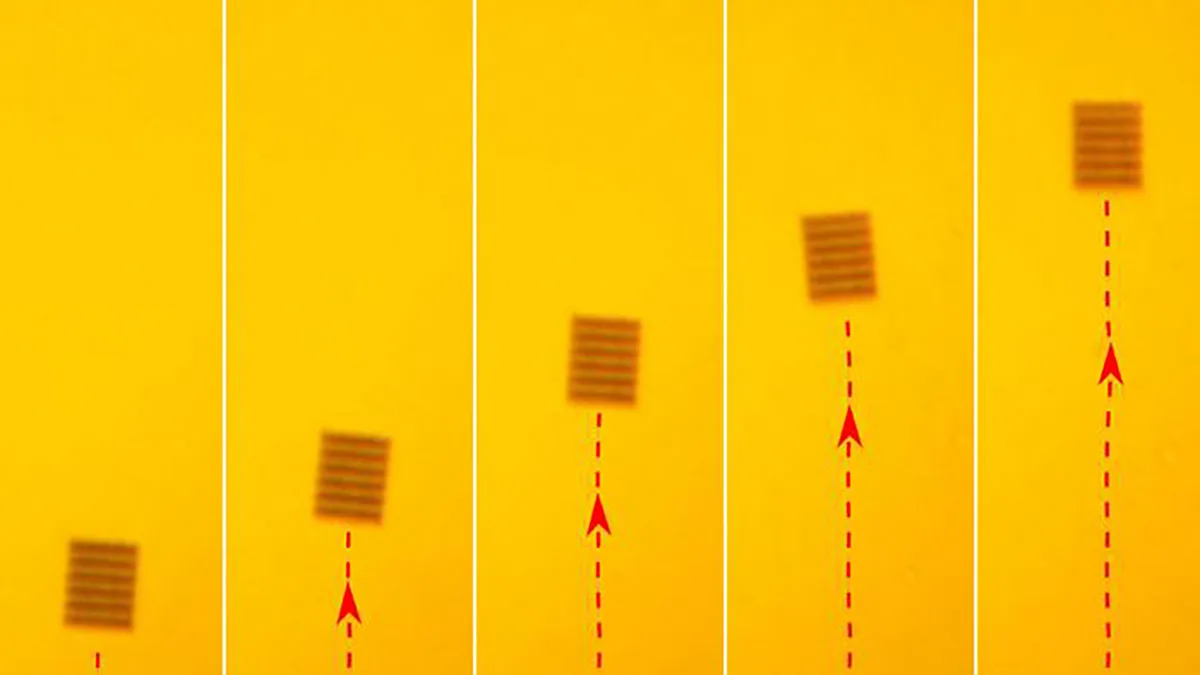 A sequence showing a metasurface metajet moving under laser illumination which scientists say demonstrates light-driven motion in a Texas A&M University study. Credit: Dr. Shoufeng Lan
