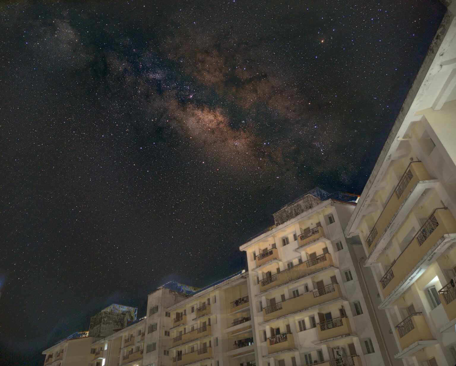 The milky way over buildings, captured on a phone