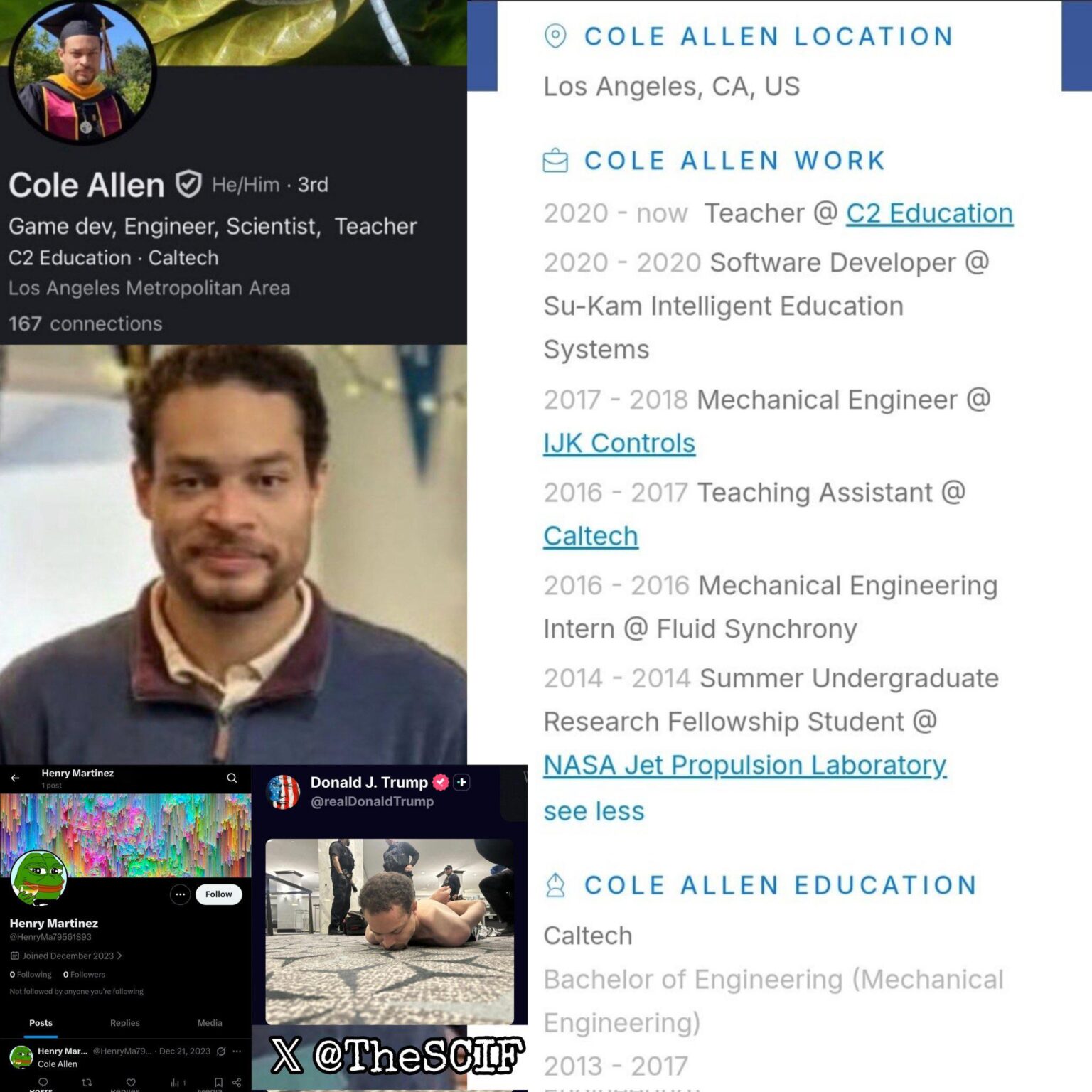 He was an intern at NASA and worked the infamous jet propulsion laboratory