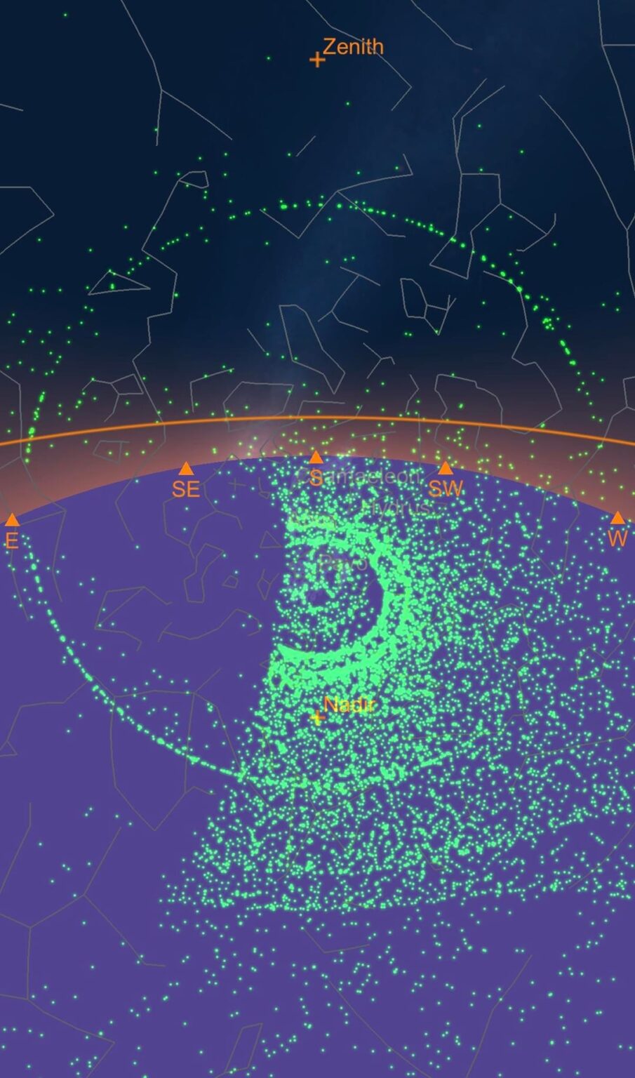 Why are all the satellites on only half of the sky? And what is this ring?