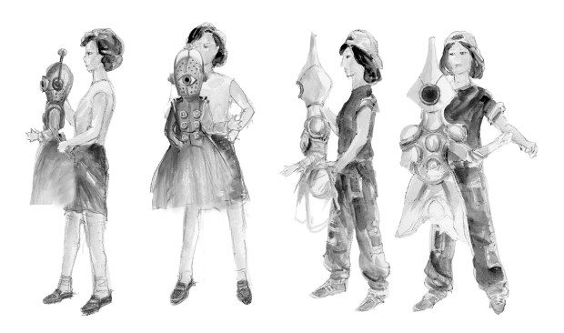 Sketches of the alien puppet designs by Helen Q. Huang for the Old Globe's world premiere of Amy Berryman's play "Alien Girls." (Helen Q. Huang)