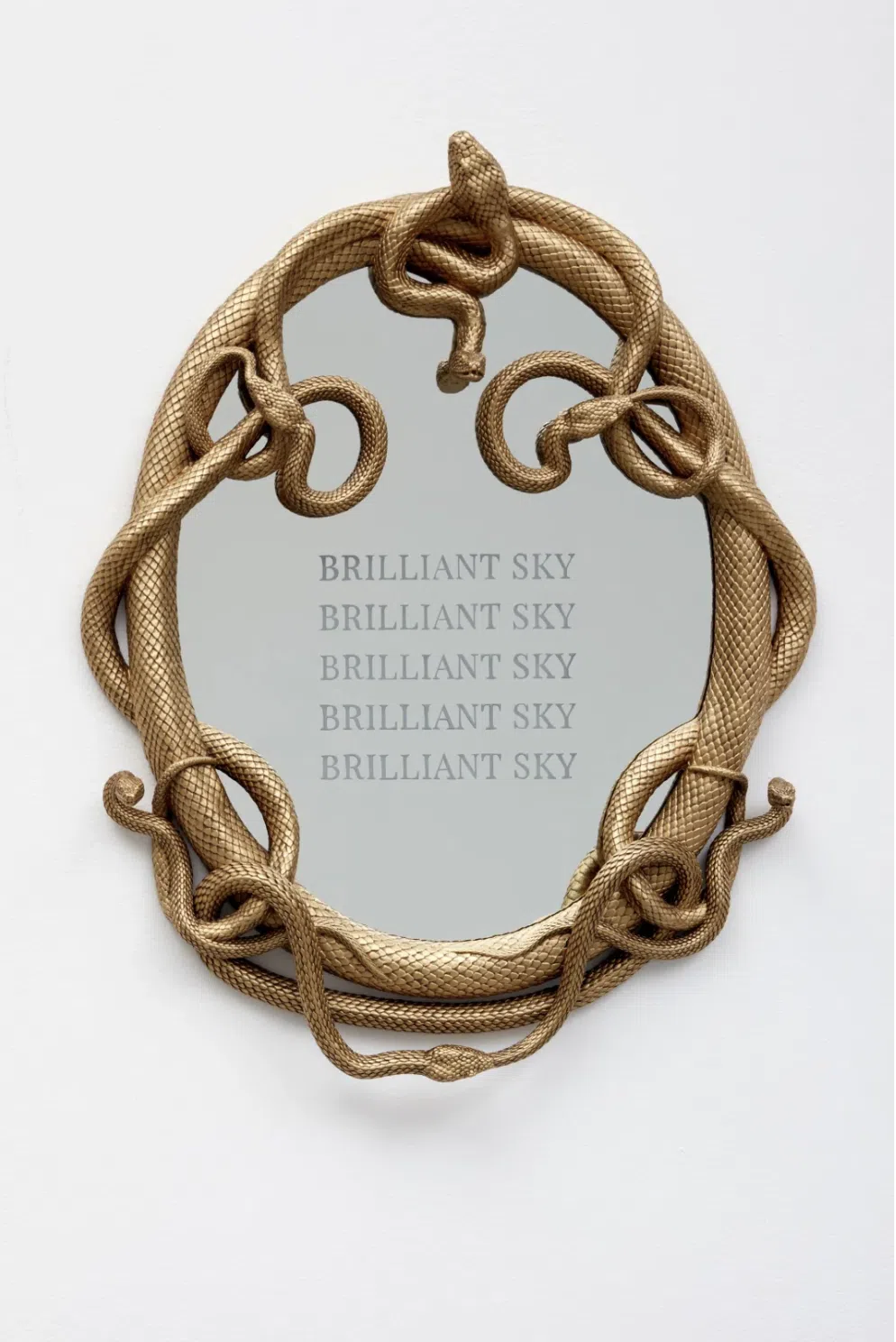 Allison Janae Hamilton, “BRILLIANT SKY (For Mary Ann Carroll),” 2025.  Resin, mirrored glass, patina .