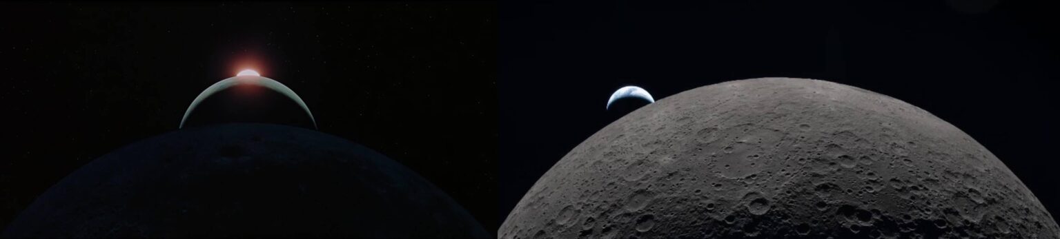 Fiction vs reality ... 2001: A Space Odyssey opening on the left, Artemis II image on the right.