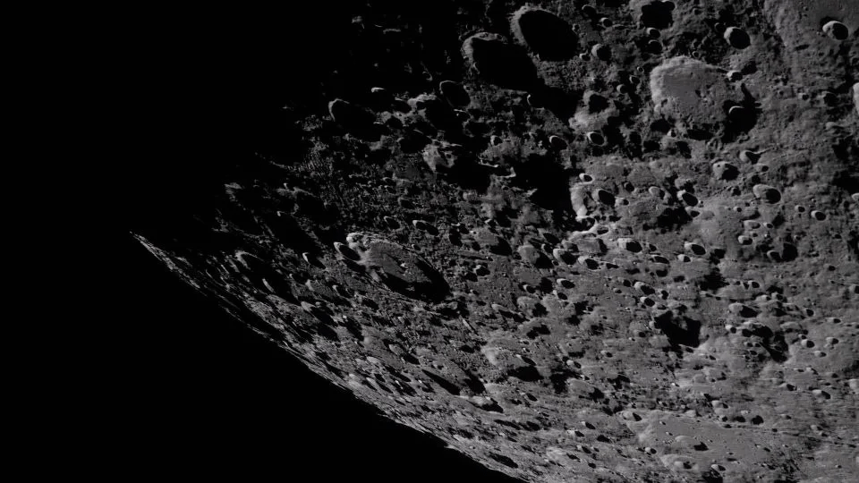 The eastern edge of the South Pole-Aitken basin, the largest and oldest on the moon, was glimpsed by Artemis II's crew. - NASA