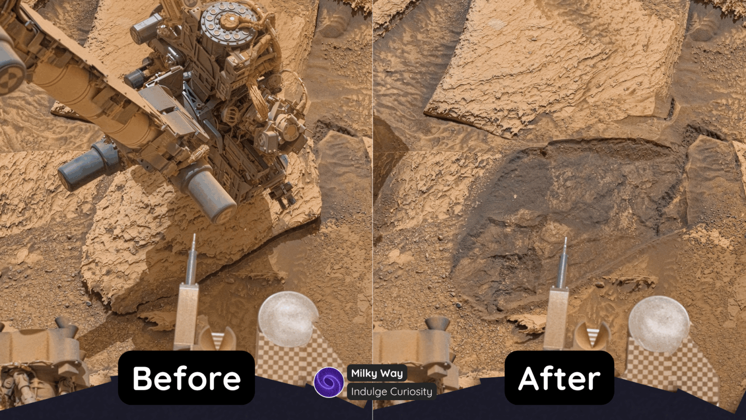 First ever look under a Mars rock First ever look under a Mars rock
