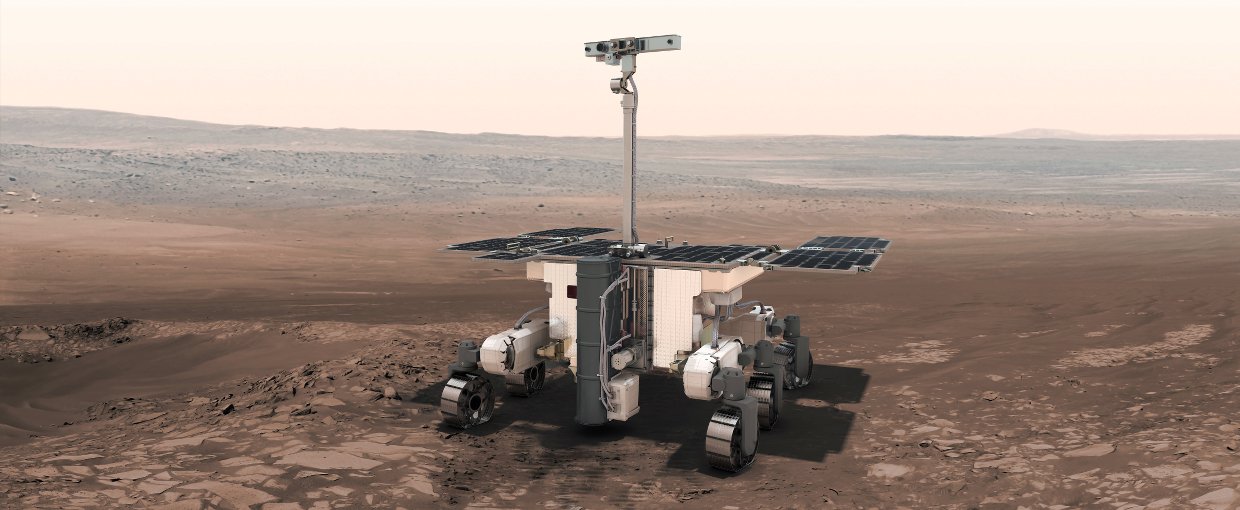 Artist's conception of the Rosalind Franklin rover on Mars. 