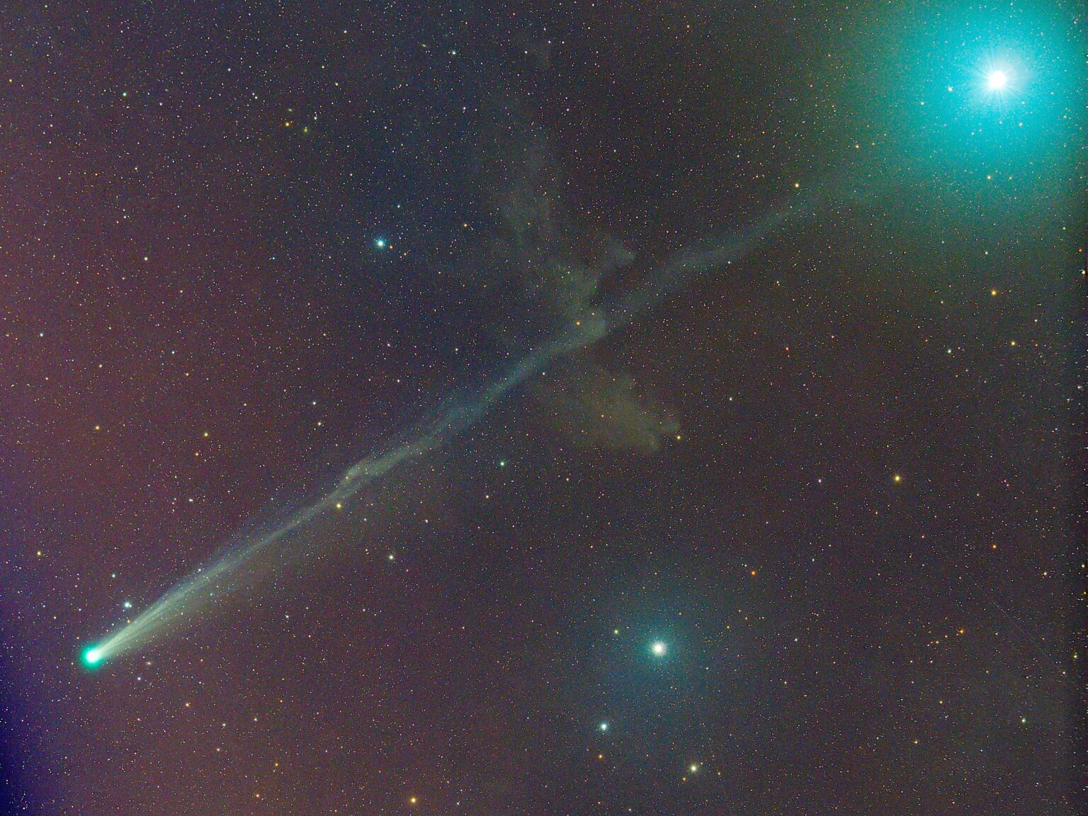 Witch Head and Comet next to the blue supergiant Rigel