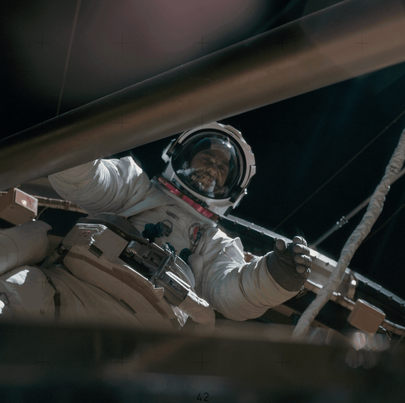 Skylab 3 astronaut Owen Garriott during an EVA