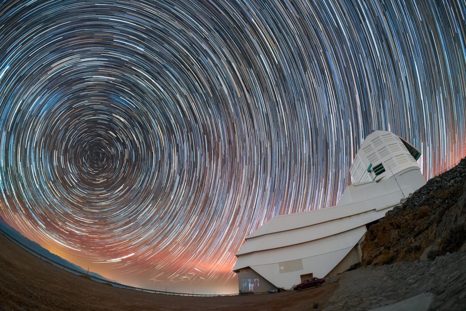 Star trails above the Rubin Observatory by Hernán Stockebrand