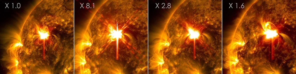 Solar flares  captured by NASA's Solar Dynamics Observatory, 1-2 February 2026. Credit: NASA/SDO