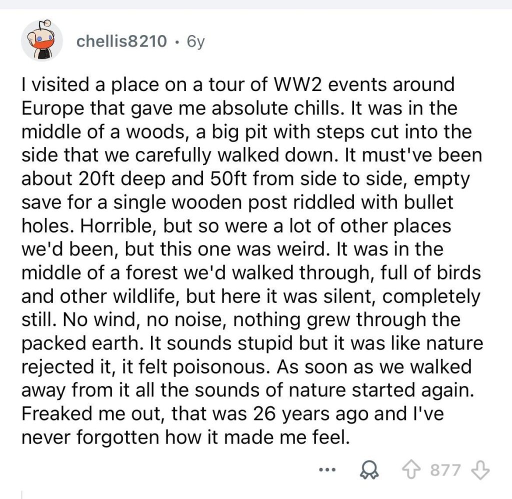 A reply to an ask Reddit question, regarding the scariest/creepiest places on earth