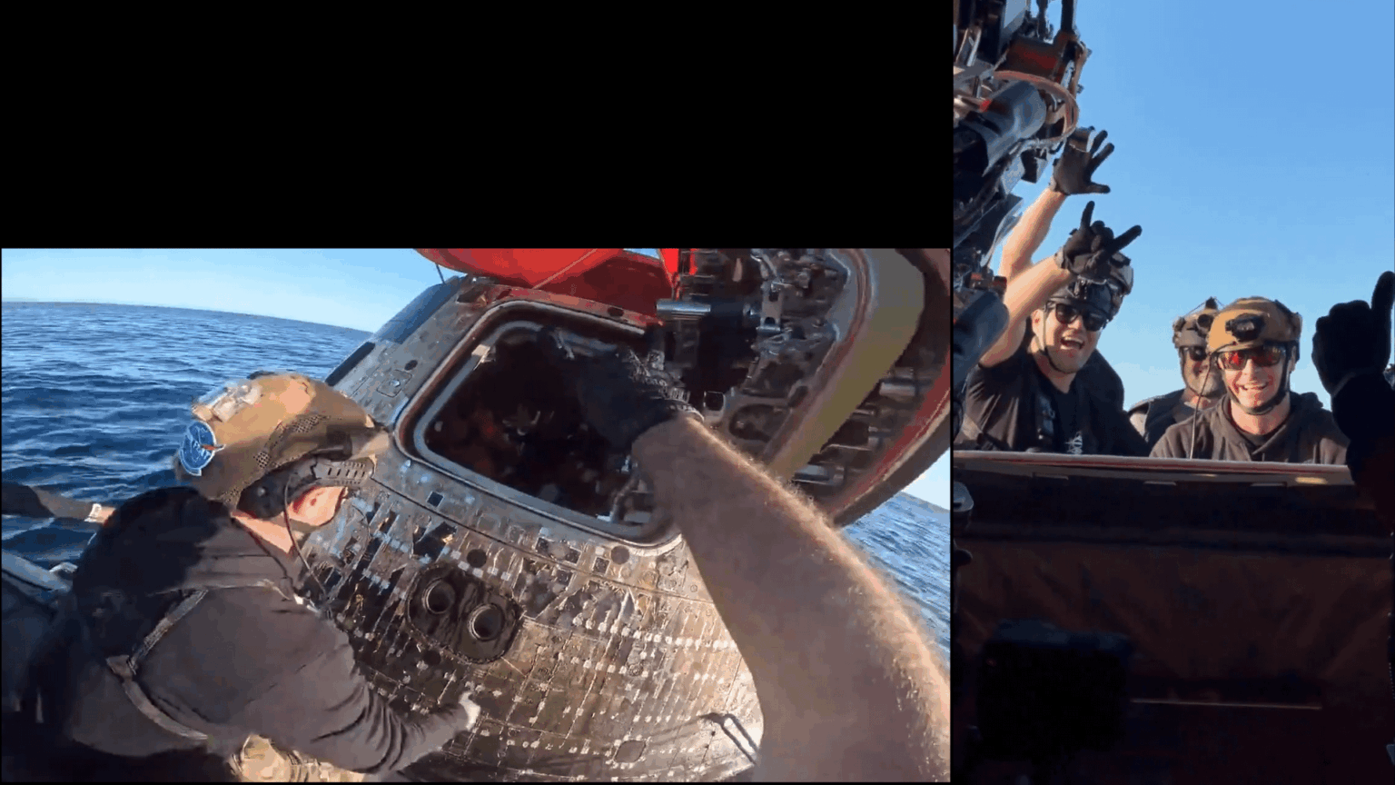Artemis II Capsule Opening from 2 POV