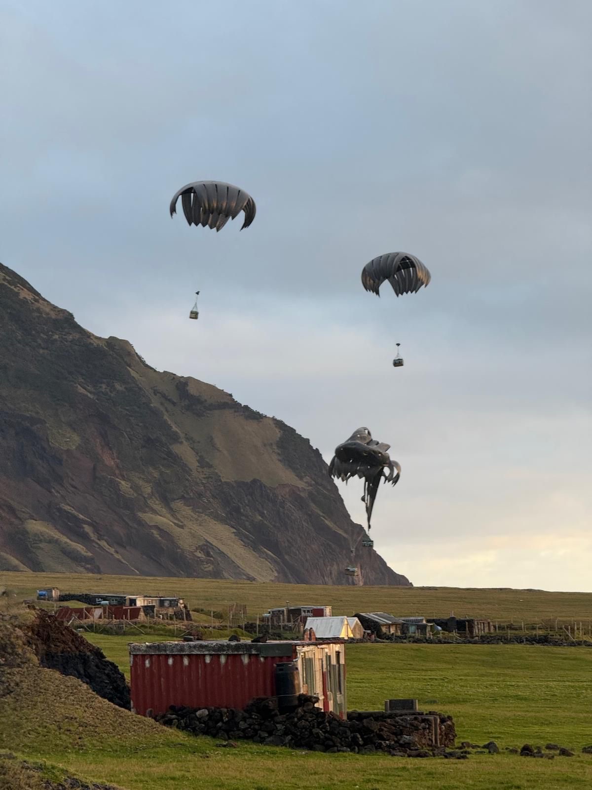Items being parachuted on to a remote area