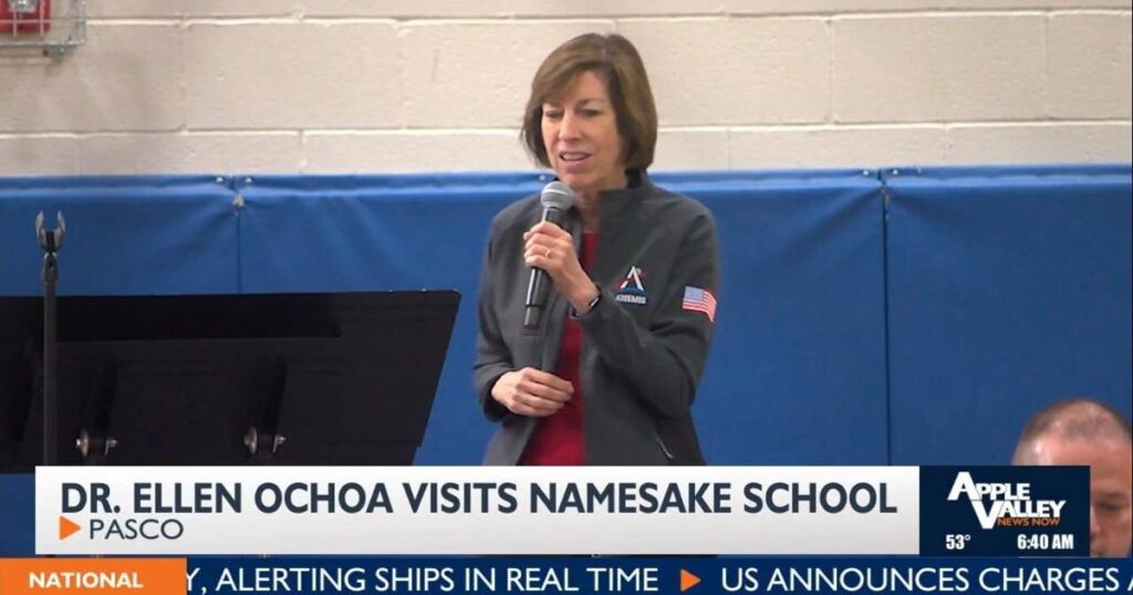 NASA Astronaut Dr. Ellen Ochoa visits first school named after her | Video NASA Astronaut Dr. Ellen Ochoa visits first school named after her