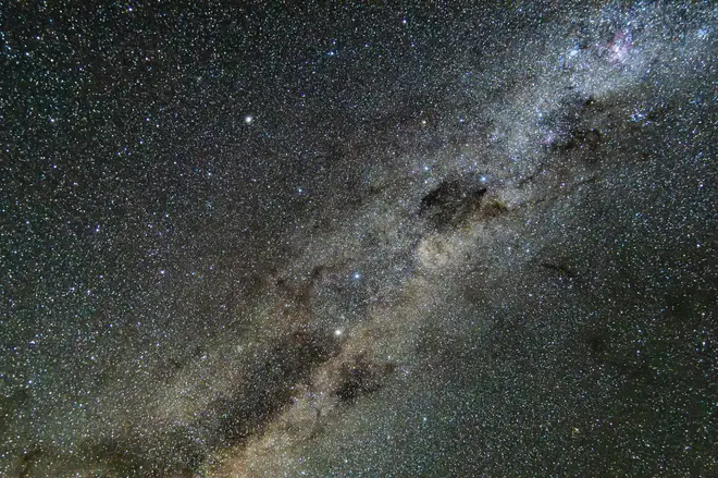The Milky Way night sky filled with stars at Carcoar Dam in the Central West, NSW, Australia.