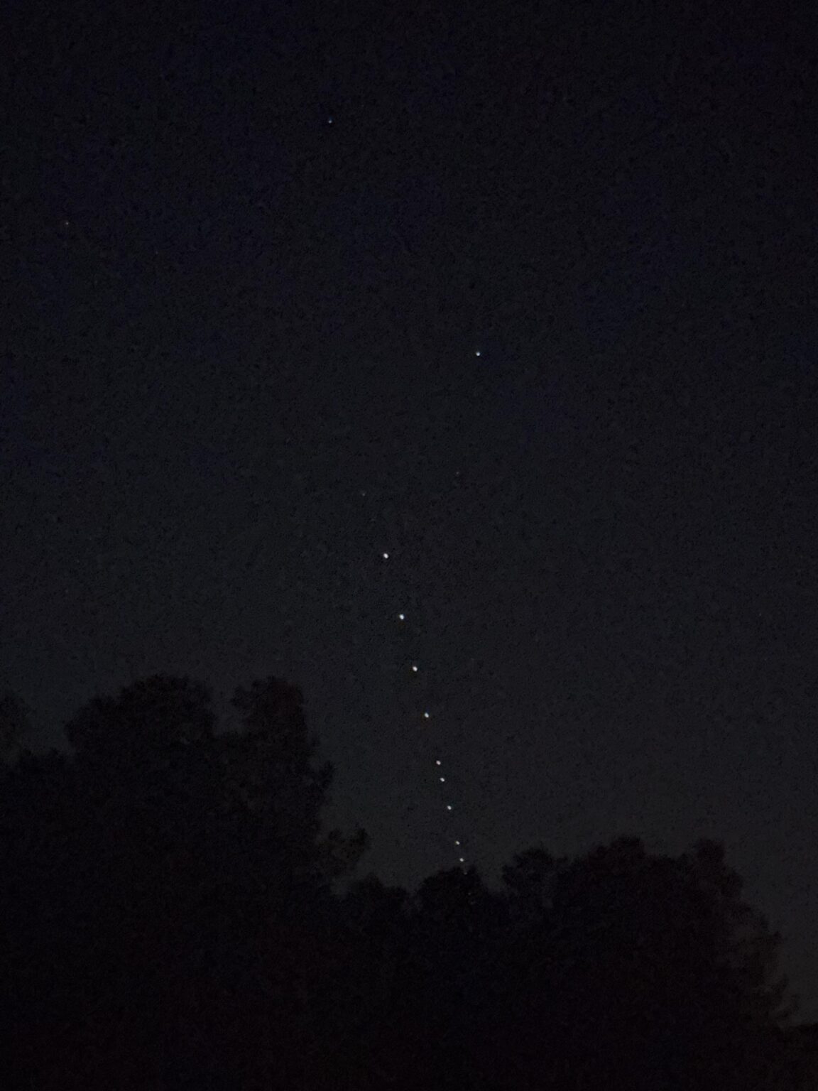 Starlink satellite train seen from NC