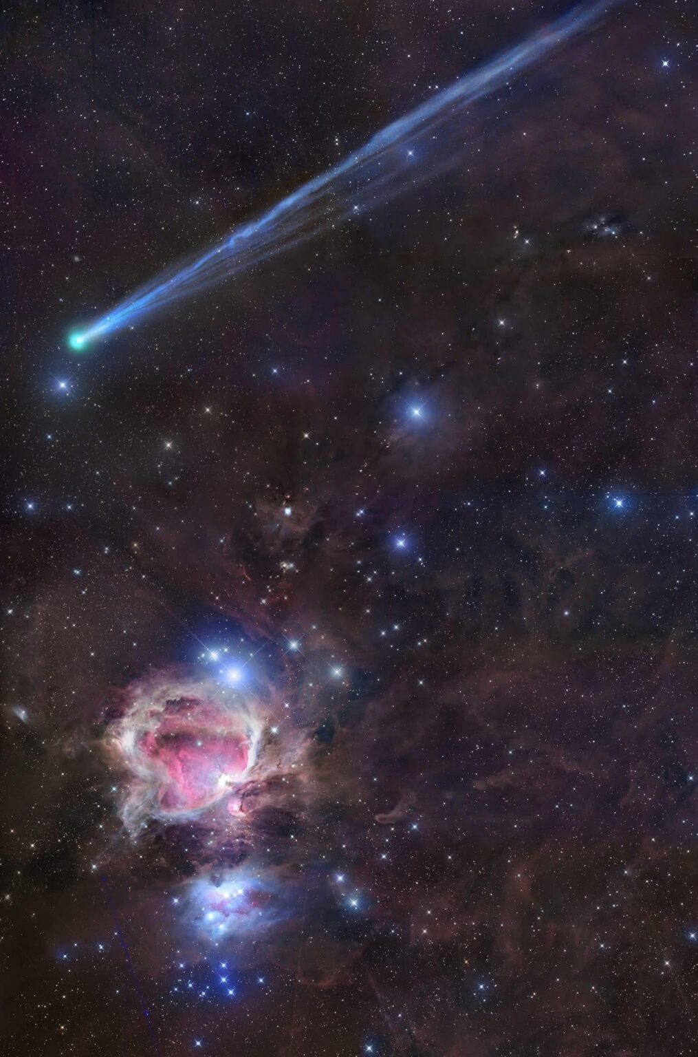 Wow! Comet next to the great Orion nebula