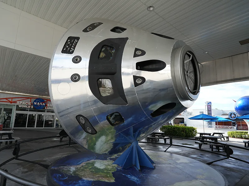 Full scale model replica of the Orion spacecraft, located in NASA Central.