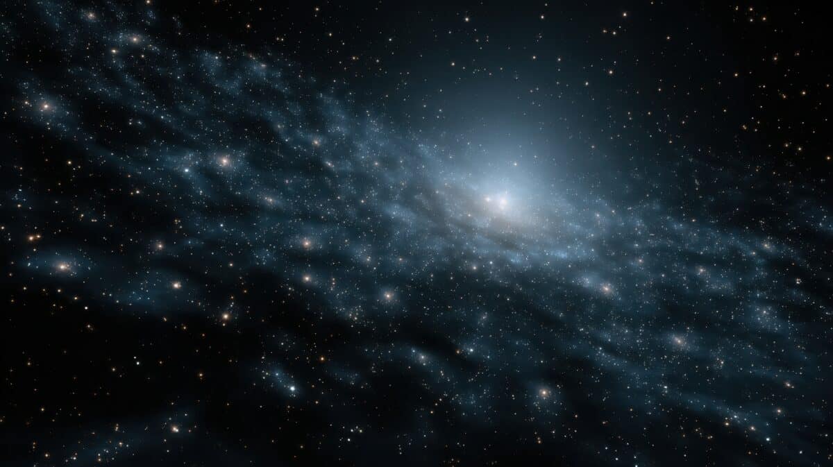 Dark energy and universe expansion concept illustration in space.