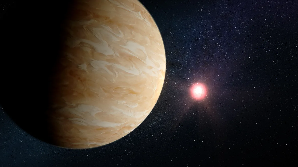 Artist's impression of exoplanet GJ 1214 b and its star. Credit: NASA