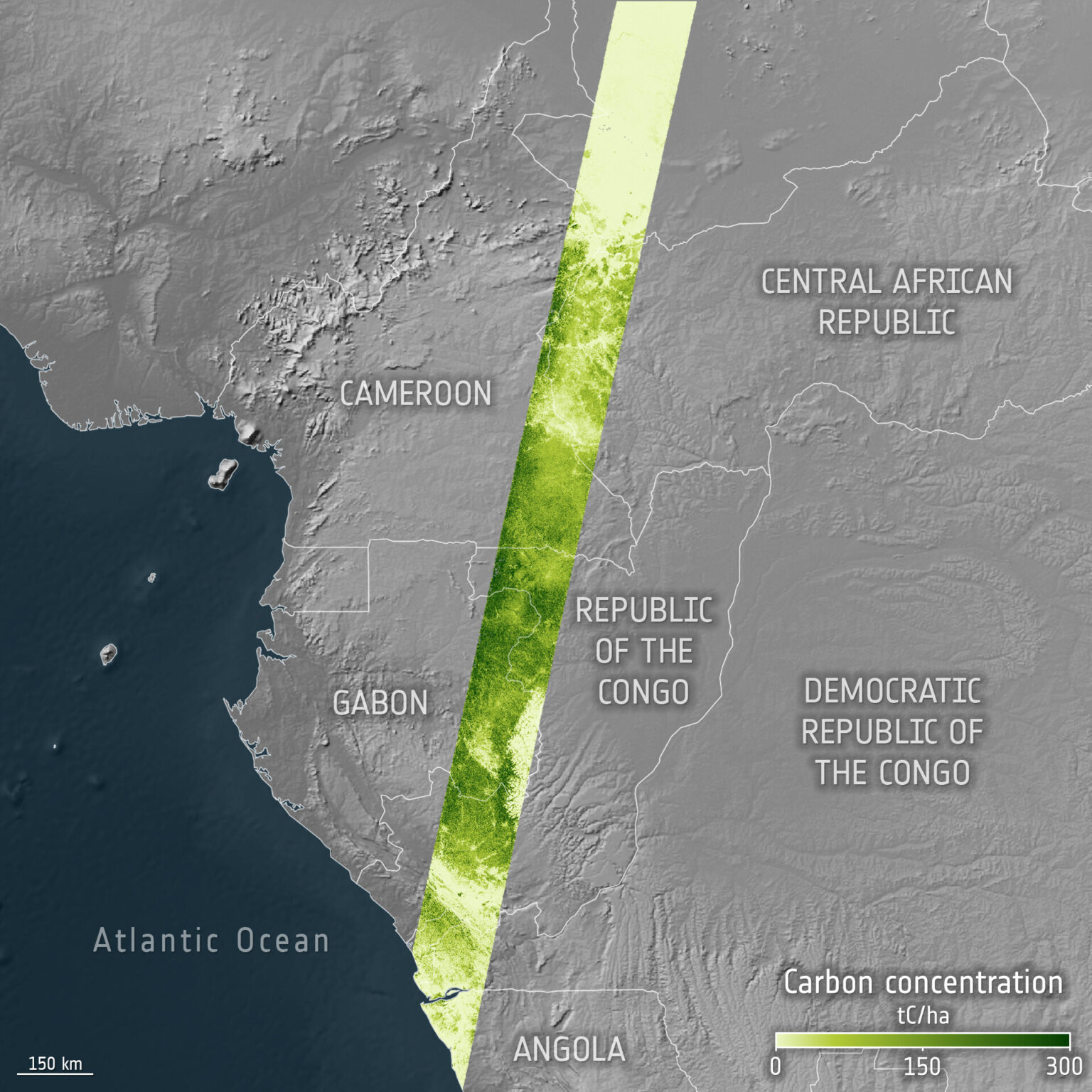 Map of forest carbon from ESA’s Biomass mission