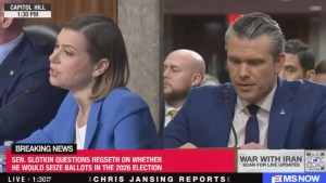 Senator Elissa Slotkin and Pete Hegseth (Credit: MS NOW)